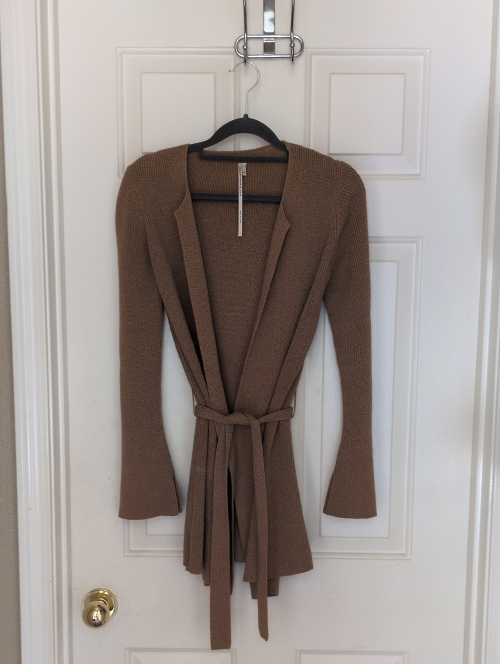 Max Studio Women's Open Front Tie-Waist Cardigan Sweater - Brown